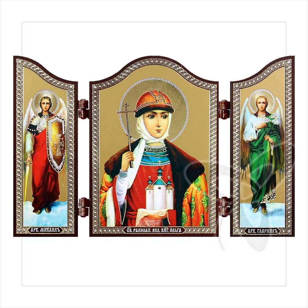 NKlaus Religious Icons Triptychon Heilige Anna Gold Silber