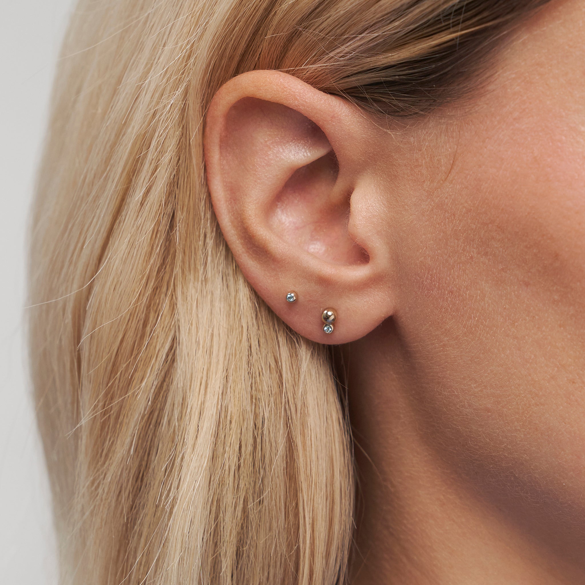 Stilnest Brilliant Dot Ohrstecker Aquamarin 585 Gold