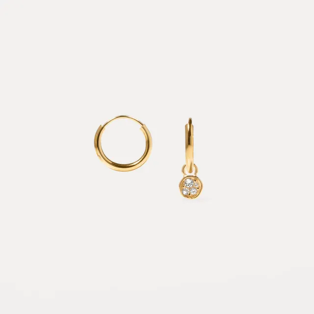 Stilnest Belong Pavé Creolen Ohrringe 24k Gold Vermeil Kristall