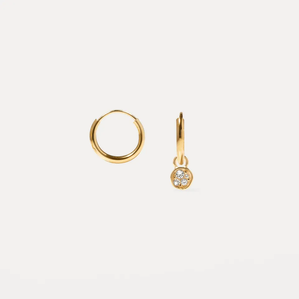 Stilnest Belong Pavé Creolen Ohrringe 24k Gold Vermeil Kristall