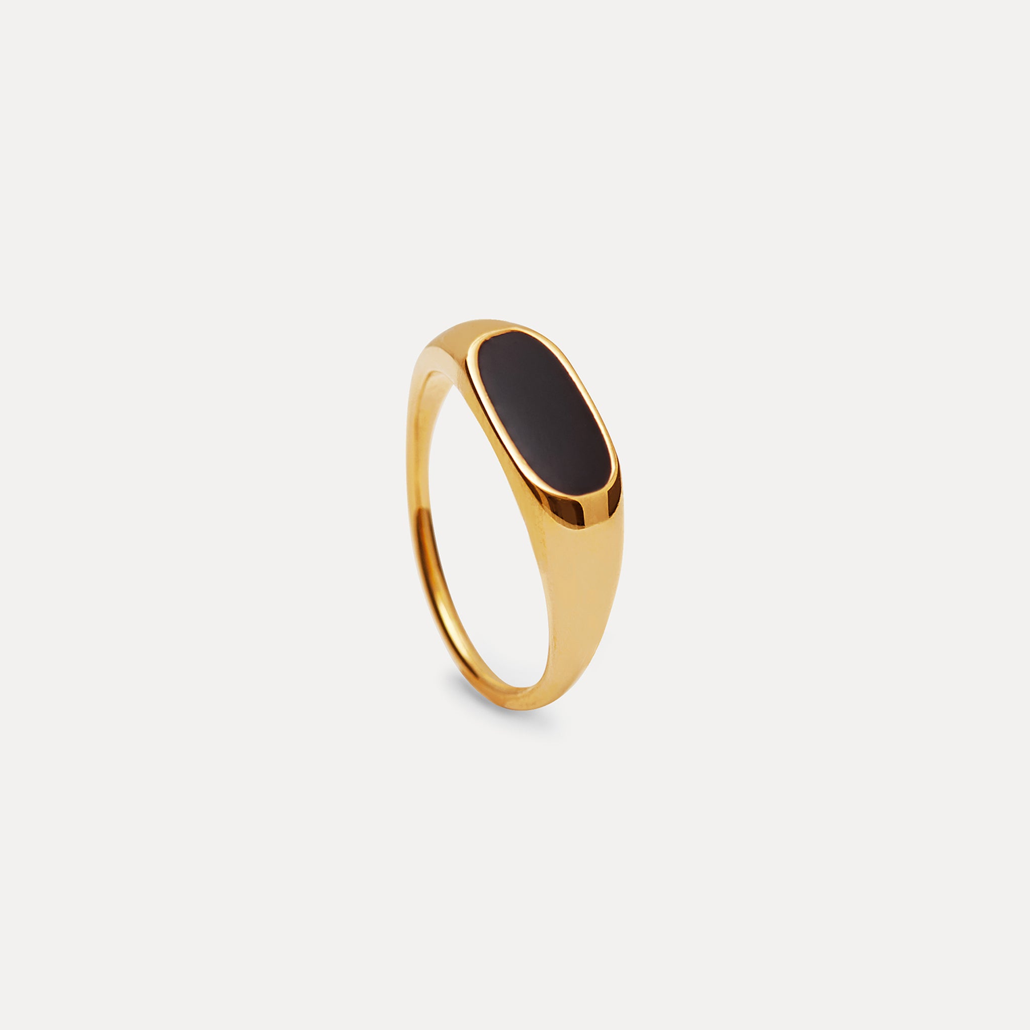 Stilnest Bombé Bold Ring Schwarz Emaille 24k Gold Vermeil