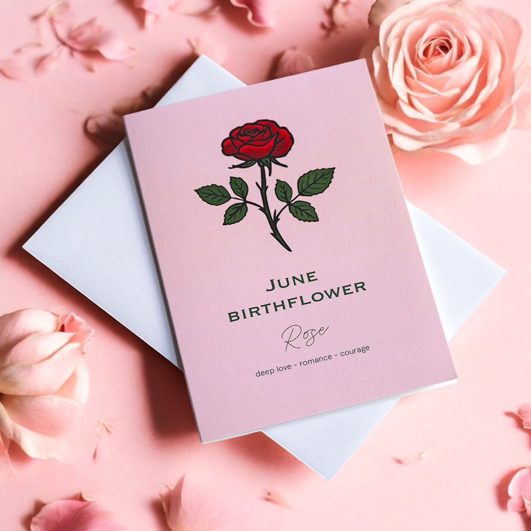 Joy by Corrine Smith June Birth Flower Rose Karte A6