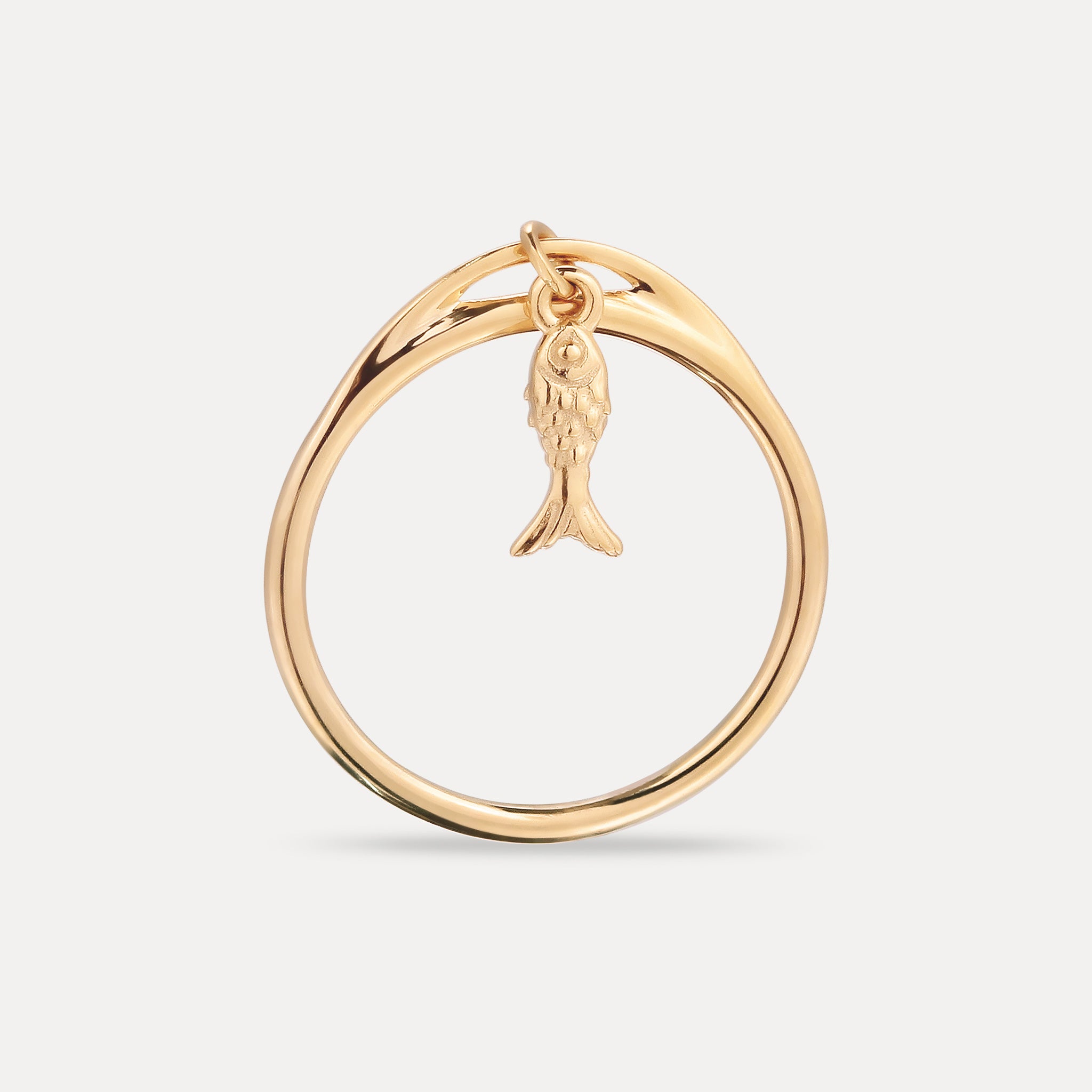 Stilnest Tiny Fish Ring 585 Gold Gr. 52 Fisch Massivgold