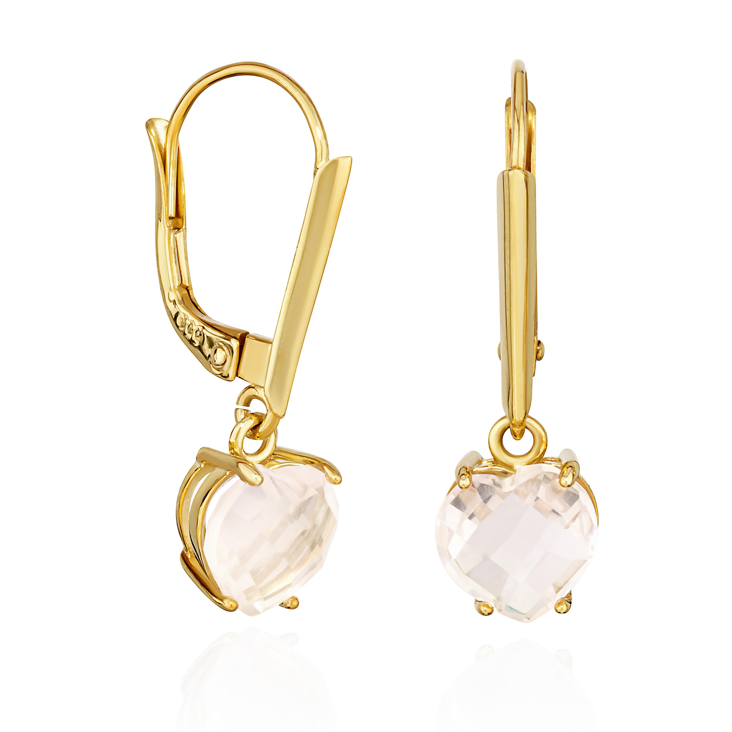 NKlaus Jewellery Herz Ohrhänger Rosenquarz 333 Gelbgold