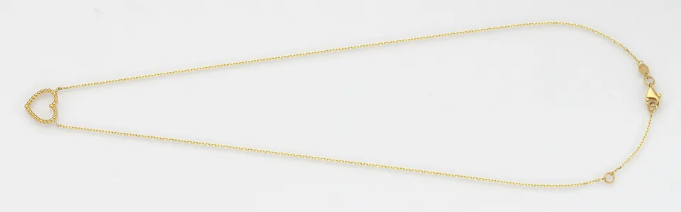 Eugen Rühle Colliers Collier Ankerkette Kugelherz Halskette 42cm 585 GG