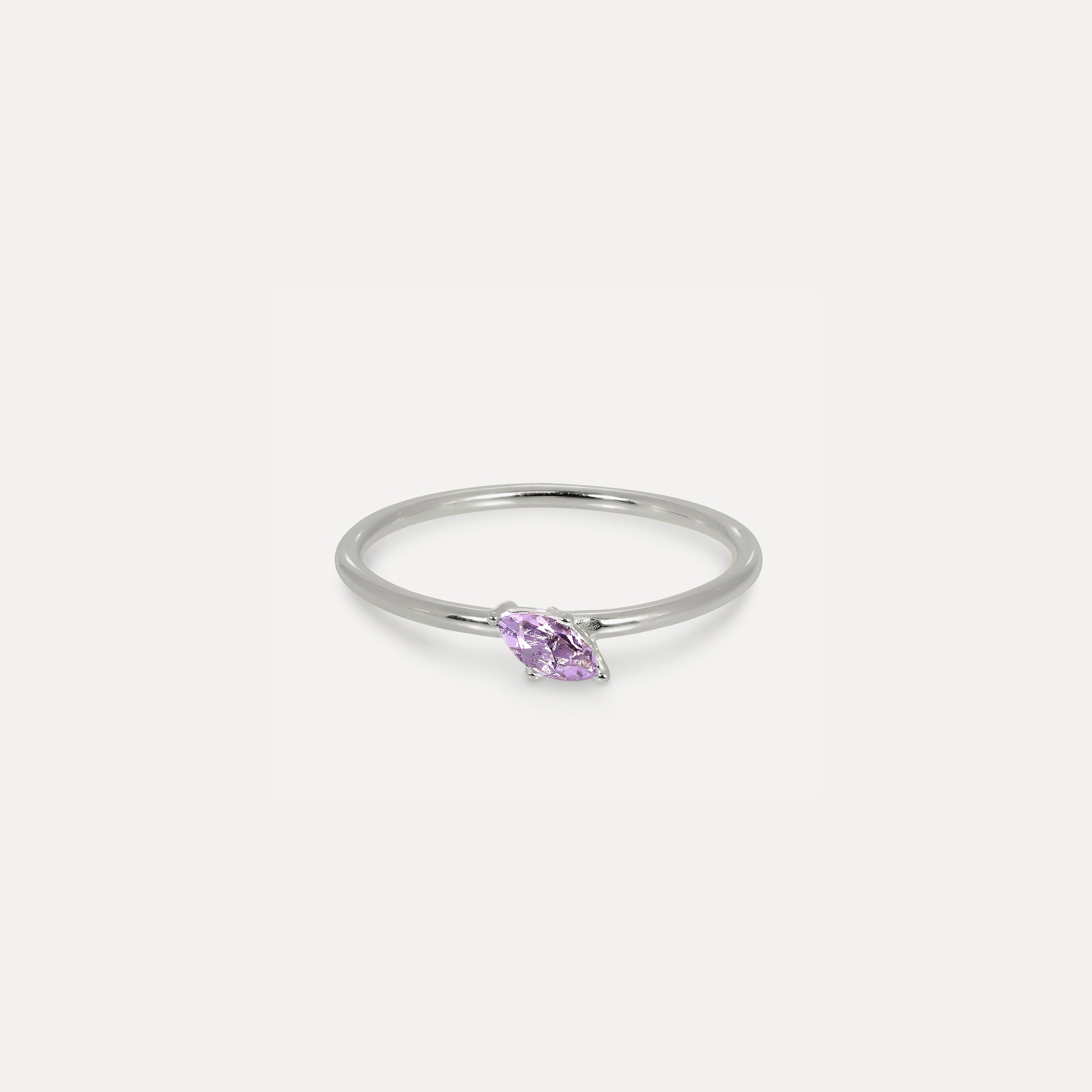 Stilnest Rings Amethyst Navette Solitär Ring 24k Gold Gr.52