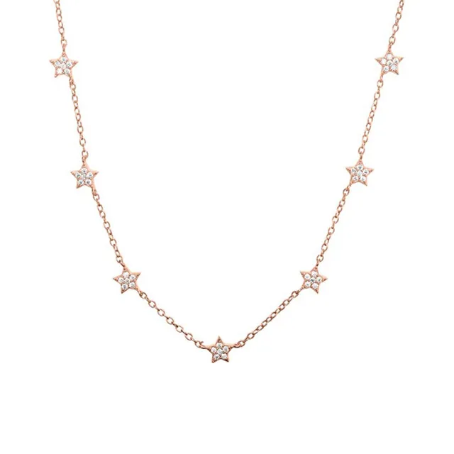 JEWLIX Sterne Kette 925er Silber Zirkonia Rosé