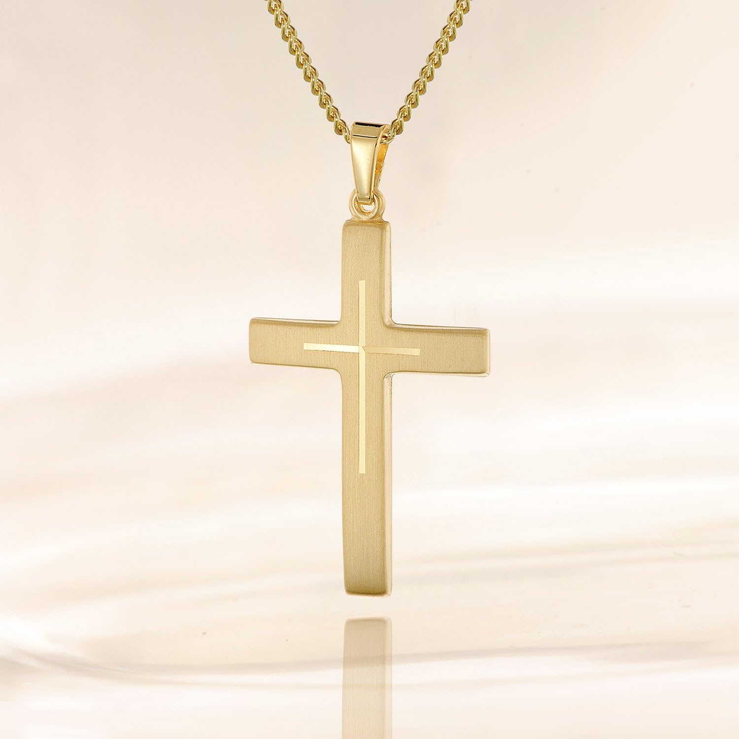trendor Halsketten Kreuz-Anhänger Halskette Gold 333 60cm