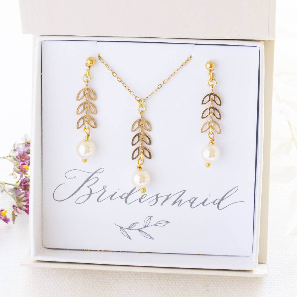 Joy by Corrine Smith Pearl Leaf Schmuckset Gold Perle