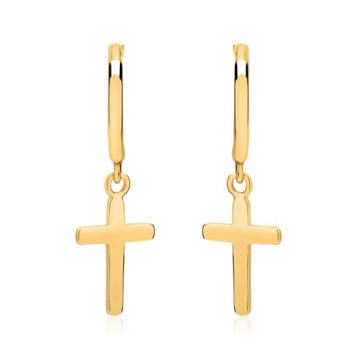 JEWLIX Ohrstecker Creolen Kreuze 925er Silber Ohrstecker vergoldet