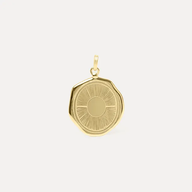Stilnest Sun Large Seal Anhänger 585 Gold 14k Massivgold