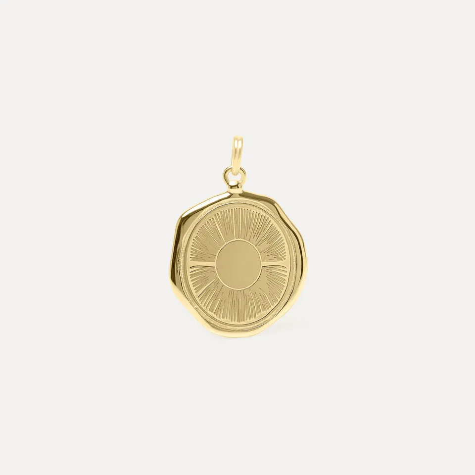 Stilnest Sun Large Seal Anhänger 585 Gold 14k Massivgold