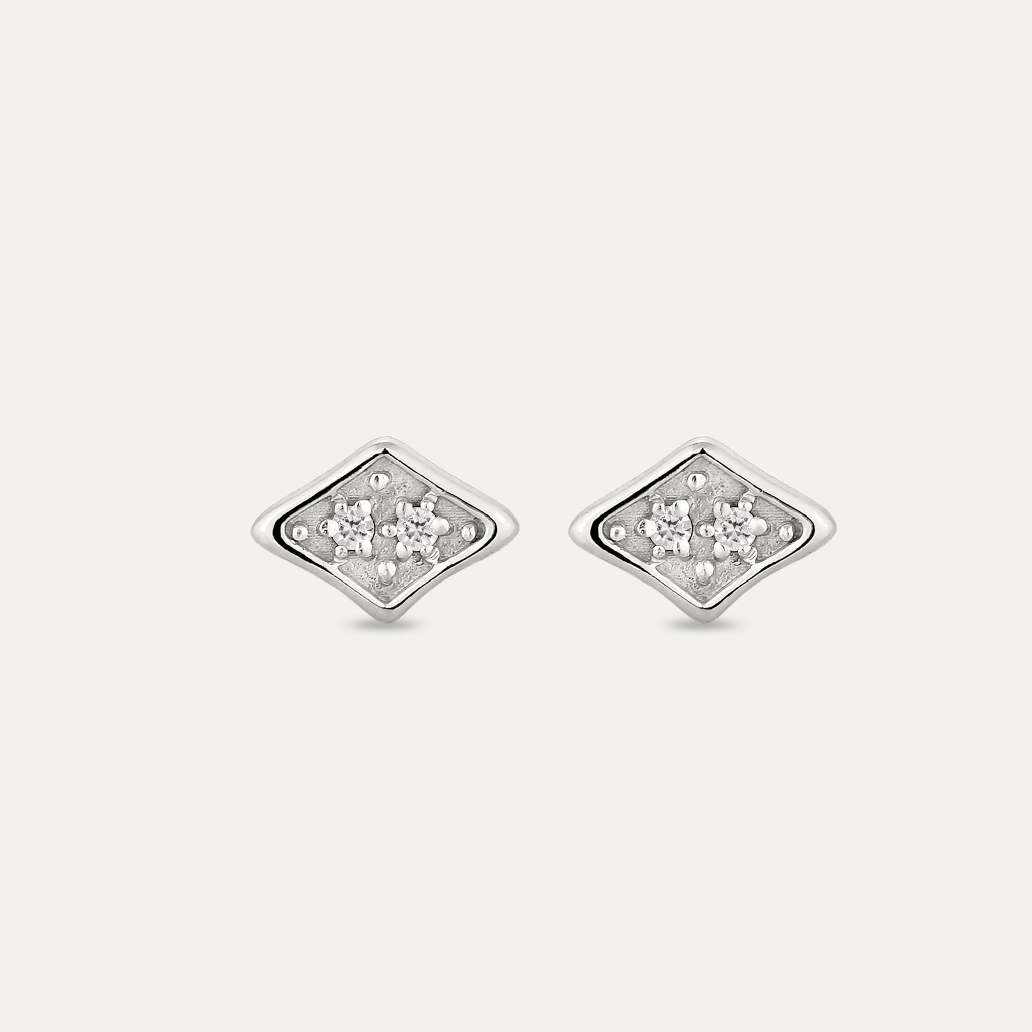 Stilnest Supernova Pavé Ohrstecker Weißer Saphir Gold