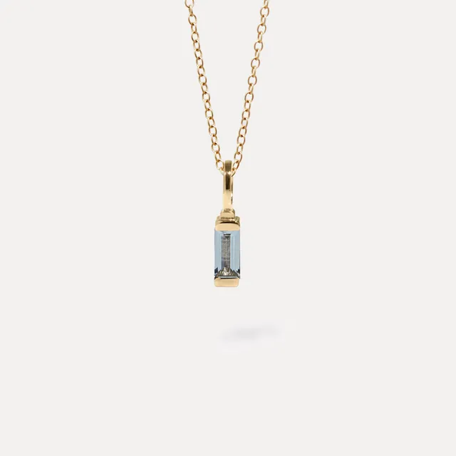 Stilnest Aquamarin Retro Kette 585 Gold 14k 45cm