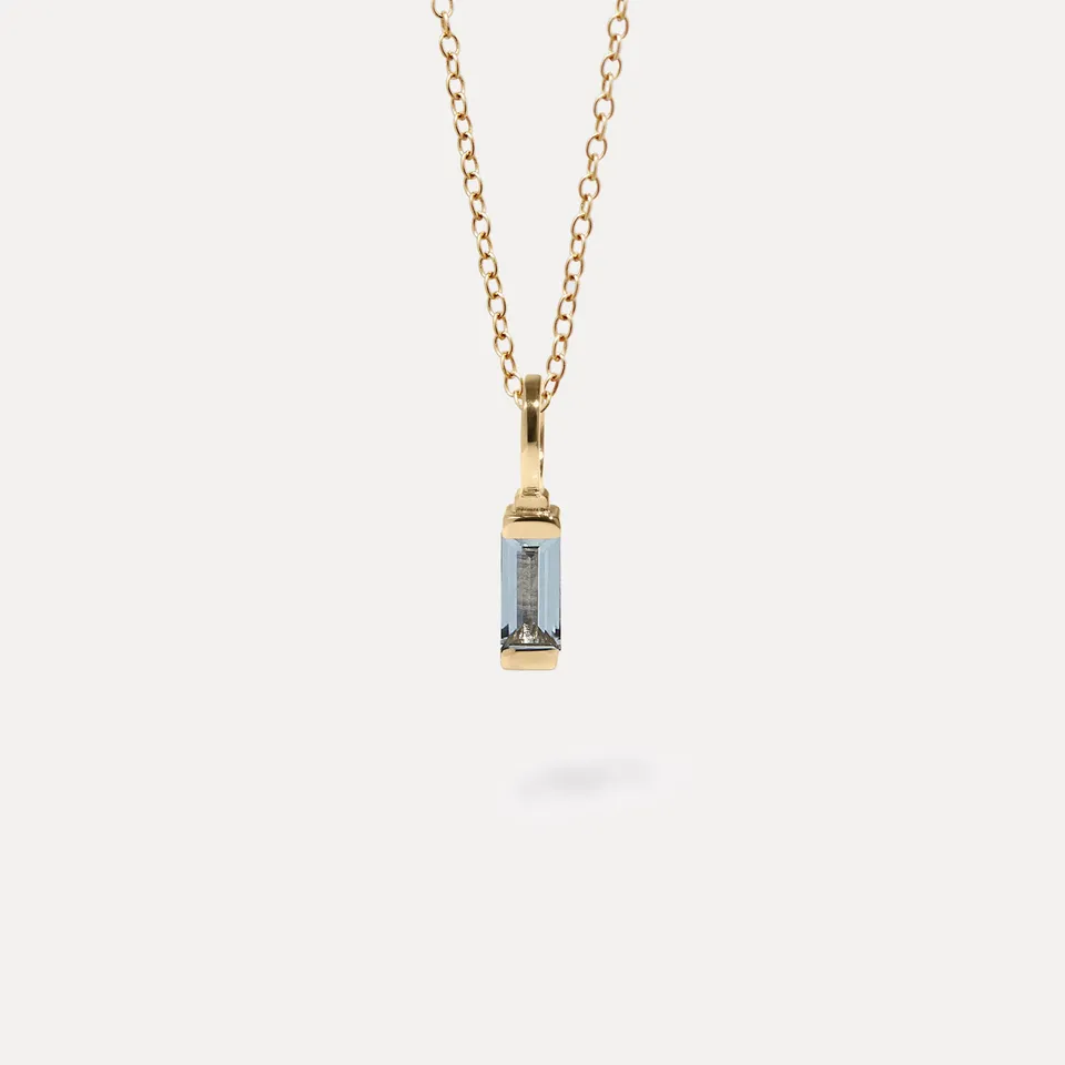 Stilnest Aquamarin Retro Kette 585 Gold 14k 45cm