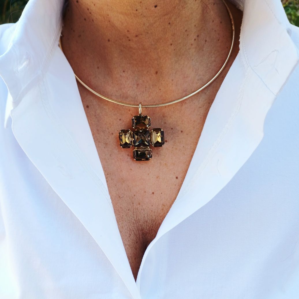 Alevá Bijoux Croci Quadra Kreuz Anhänger Gold 3,5 cm