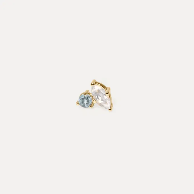 Stilnest Joy Ohrstecker Mondstein Aquamarin 585 Gold Single