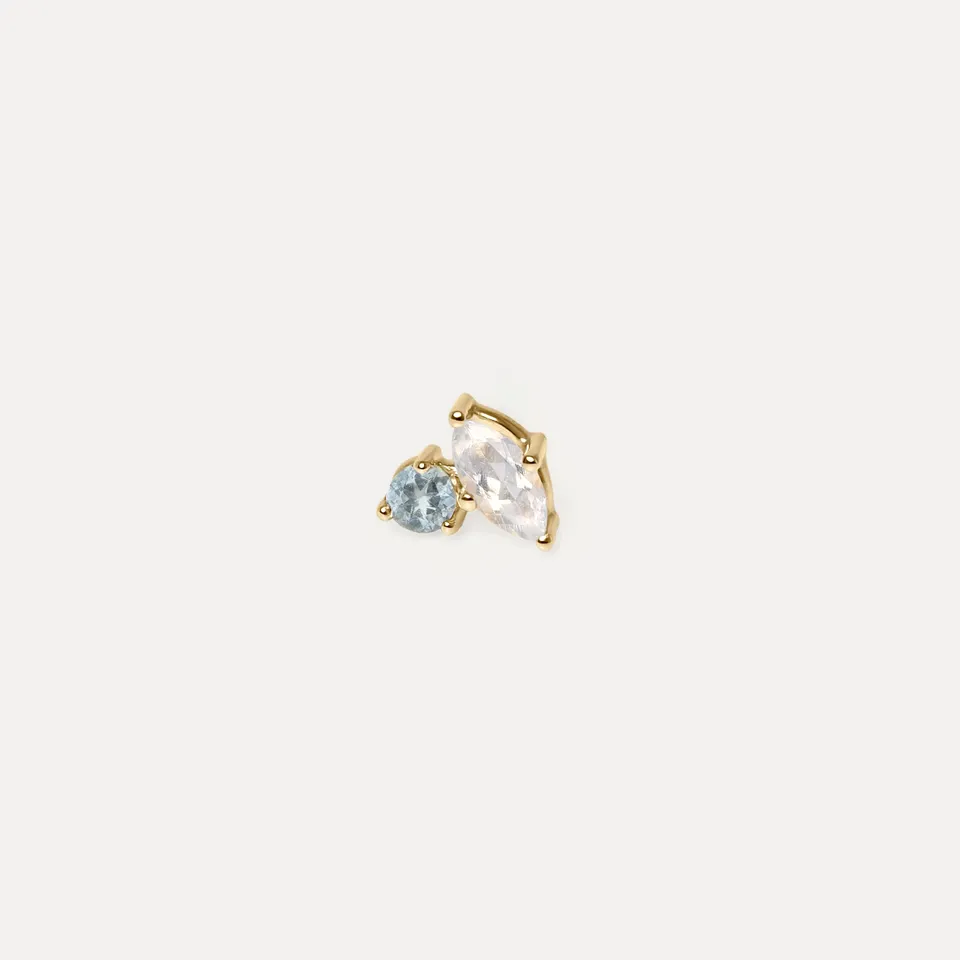 Stilnest Joy Ohrstecker Mondstein Aquamarin 585 Gold Single