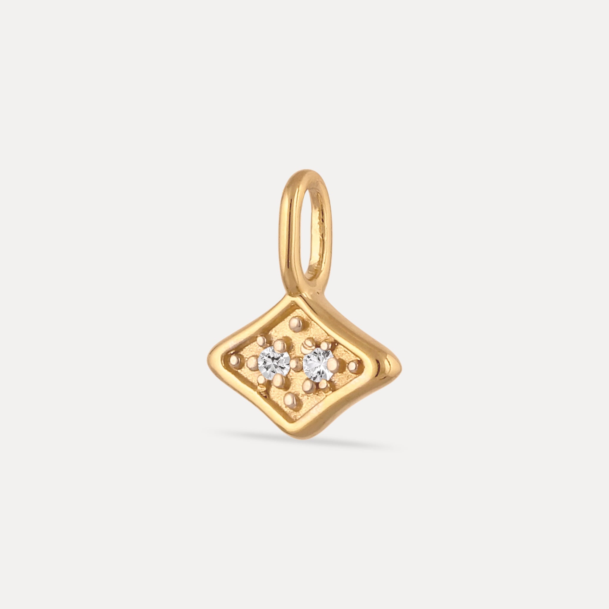 Stilnest Supernova Pavé Anhänger Weißer Saphir Gold