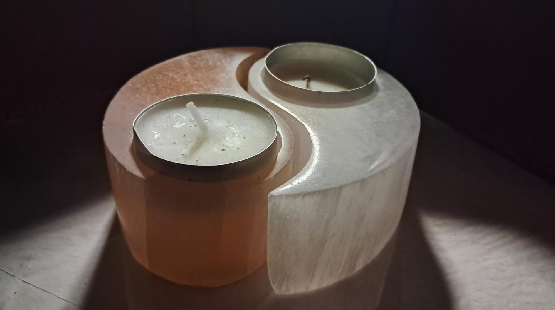 NKlaus Healing Crystals Yin-Yang Teelichthalter Selenit 1 Stück