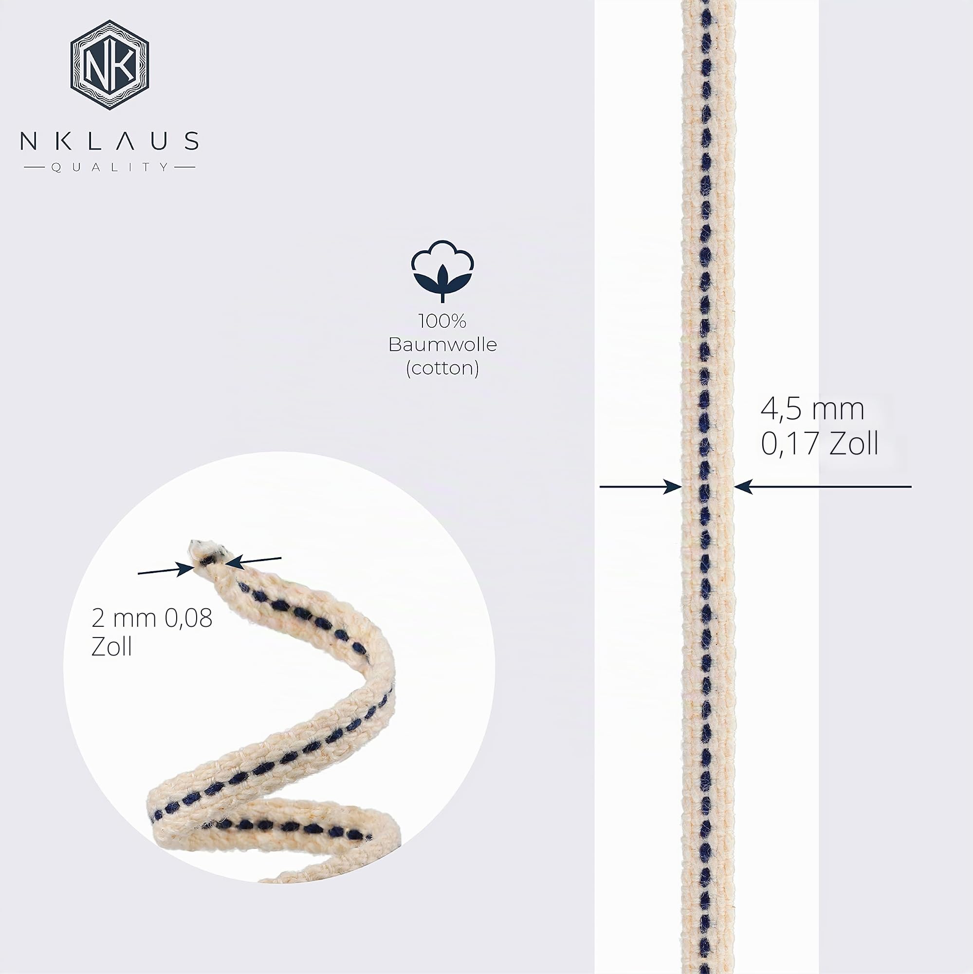 NKlaus WICKS Lampendocht 4,5mm Baumwolle 1 Meter
