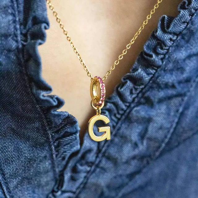 Joy by Corrine Smith Initial Halskette Gold Geburtsstein Ring