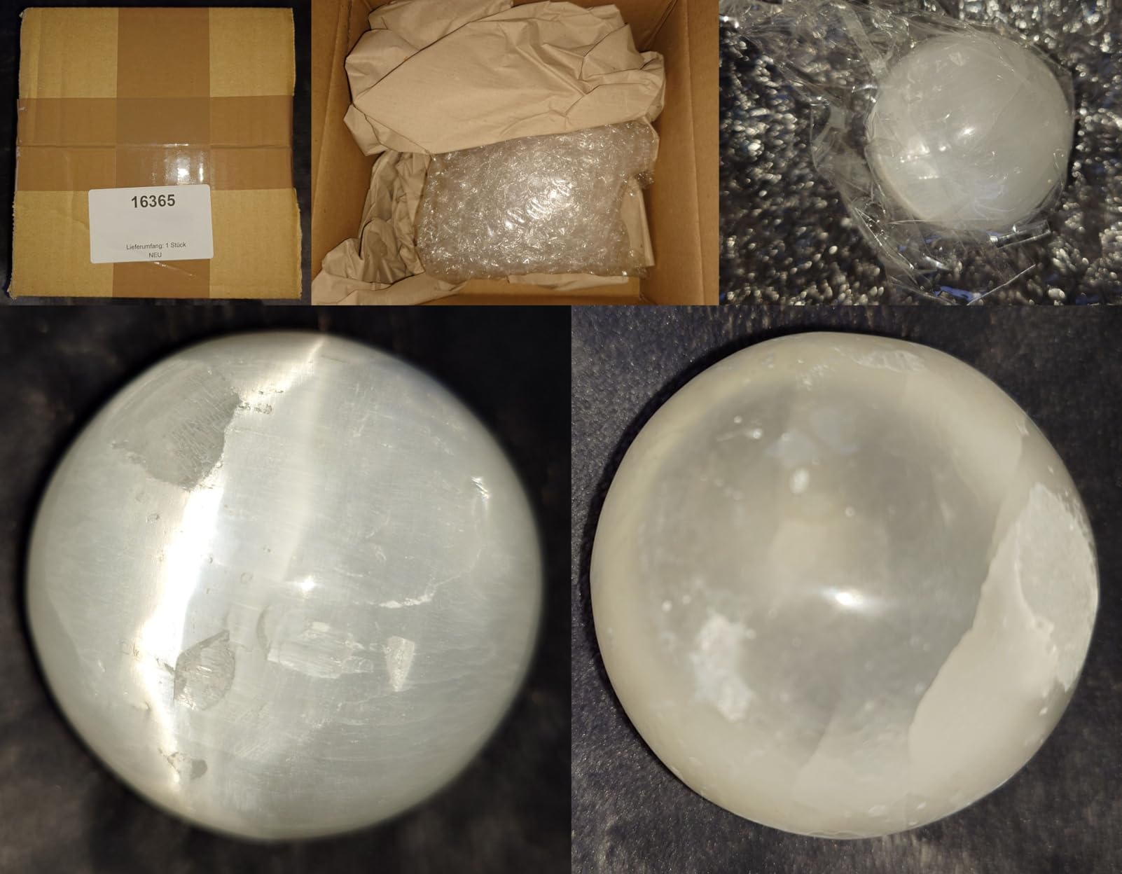 NKlaus Healing Crystals Selenit Kugel 5-6 cm Heilstein 1 Stück