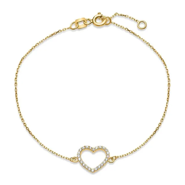 JEWLIX ID-Armbänder Herzarmband Damen 9K Gold Zirkonia