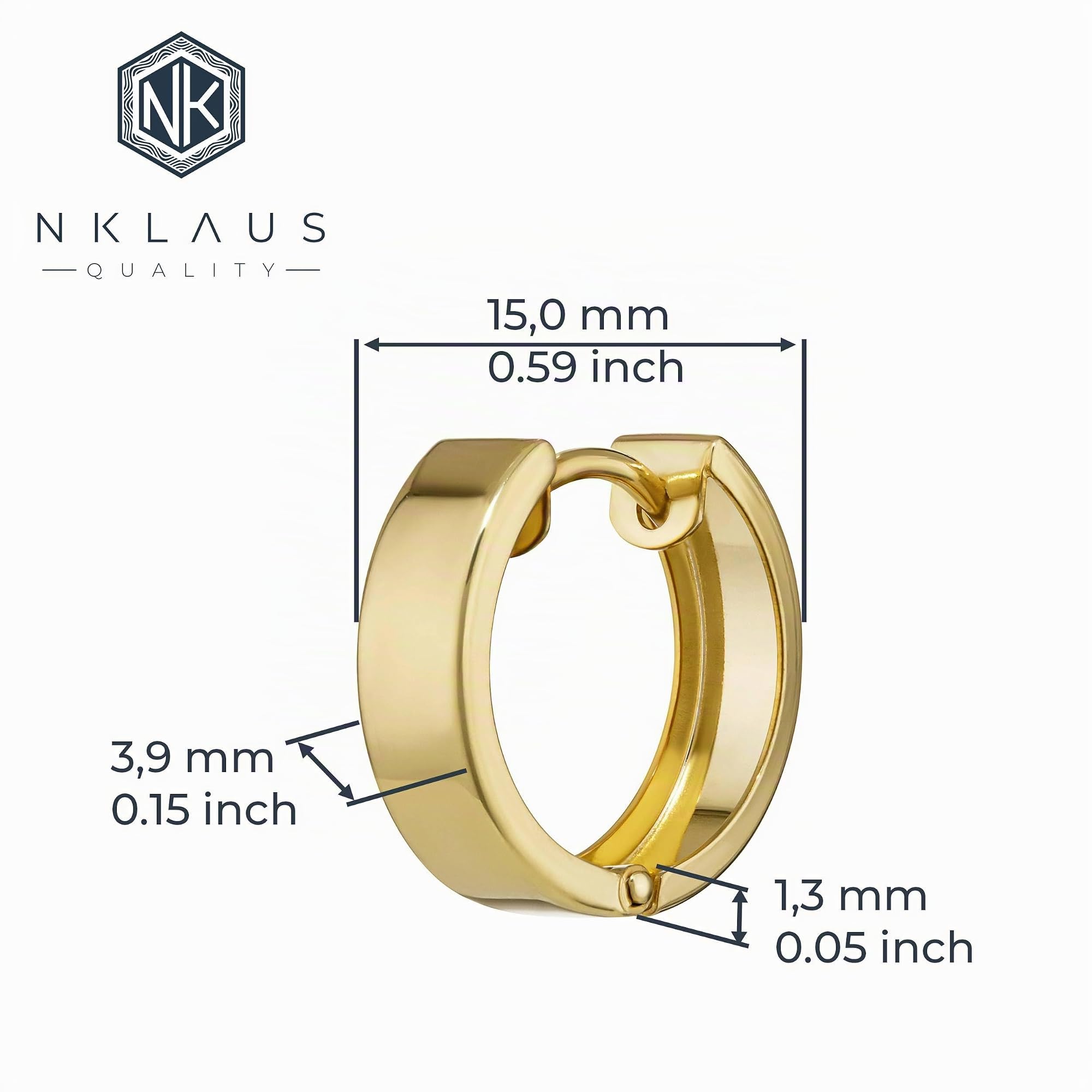 NKlaus Jewellery Klappcreolen 333 Gelbgold 15x3,9mm Paar