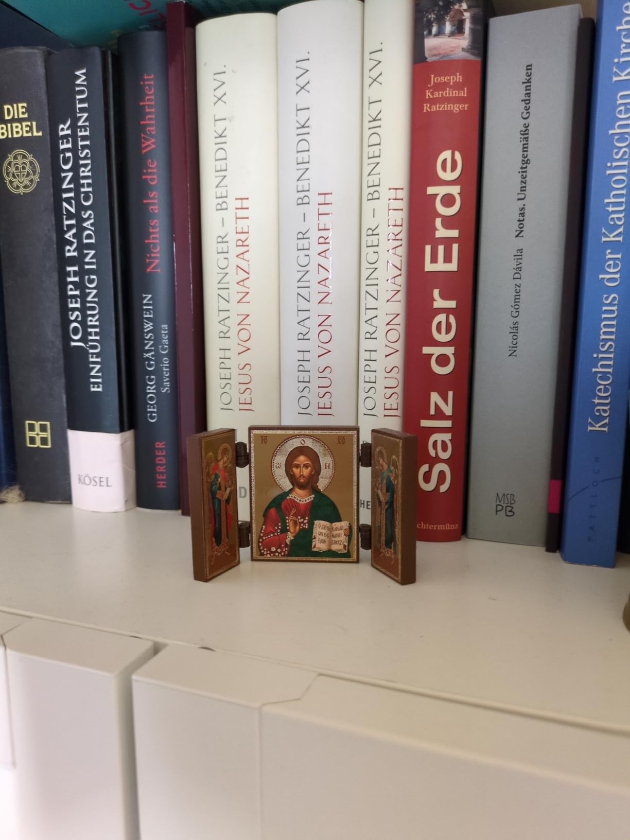 NKlaus Heiliger Georg Triptychon Ikone Holz 9,5cm Drachentöter