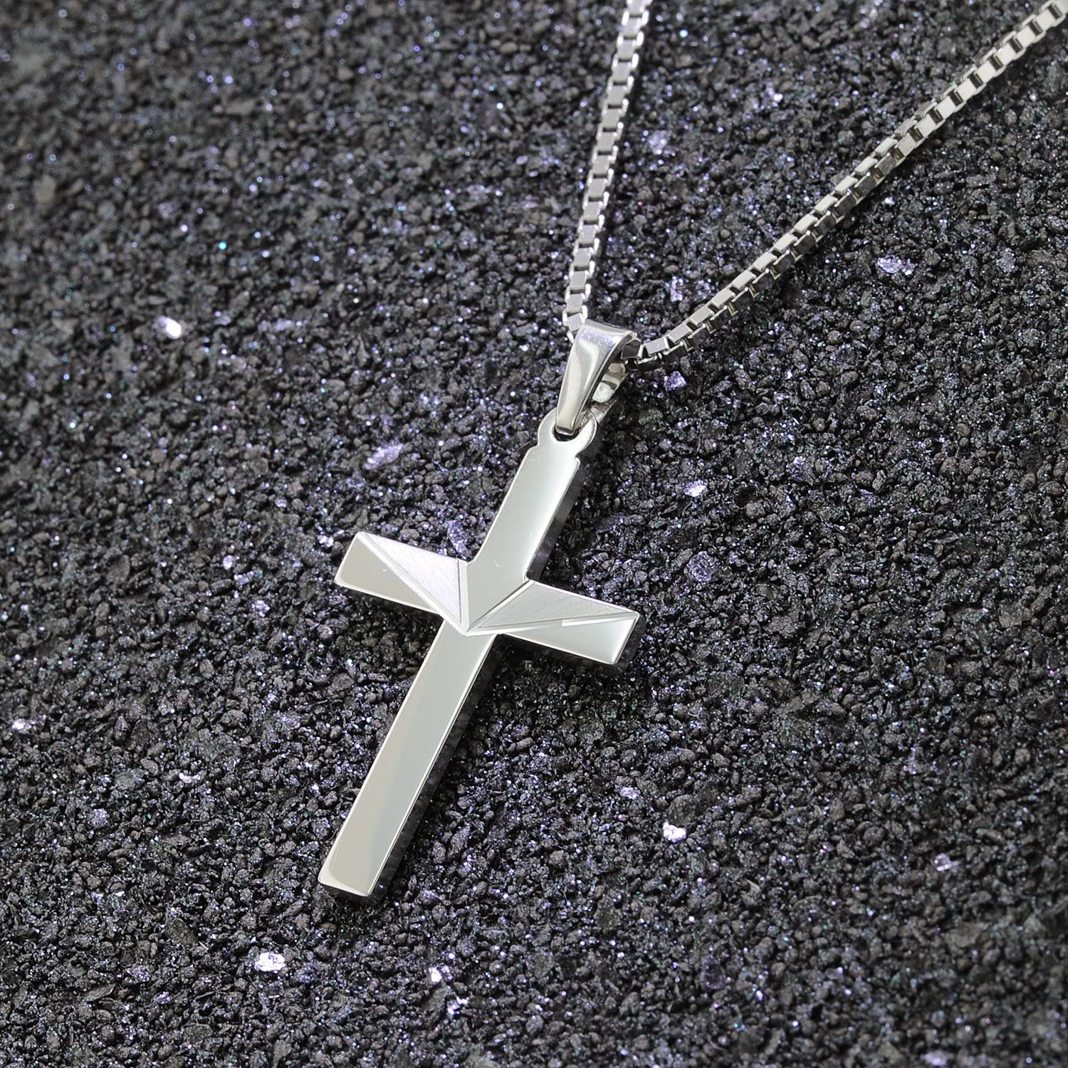 trendor Halsketten Kreuz Anhänger Silber 925 Kette 45 cm Herren