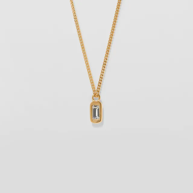 Stilnest Unique Kette Weiße Kristalle Halskette 24k Gold 45cm