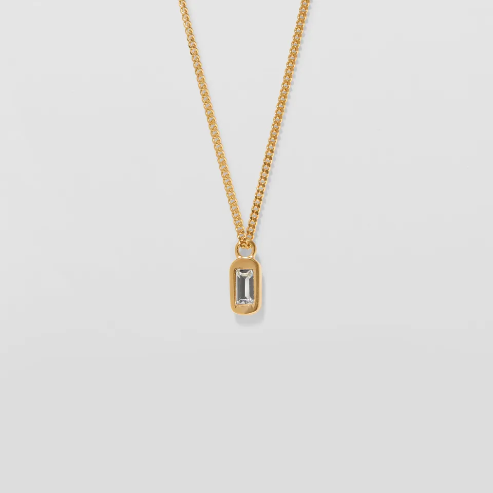Stilnest Unique Kette Weiße Kristalle Halskette 24k Gold 45cm