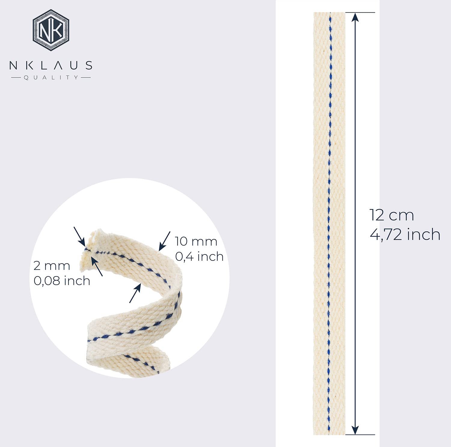 NKlaus Wicks Flachdocht 10mm Baumwolldocht 10x12cm 10 Stück