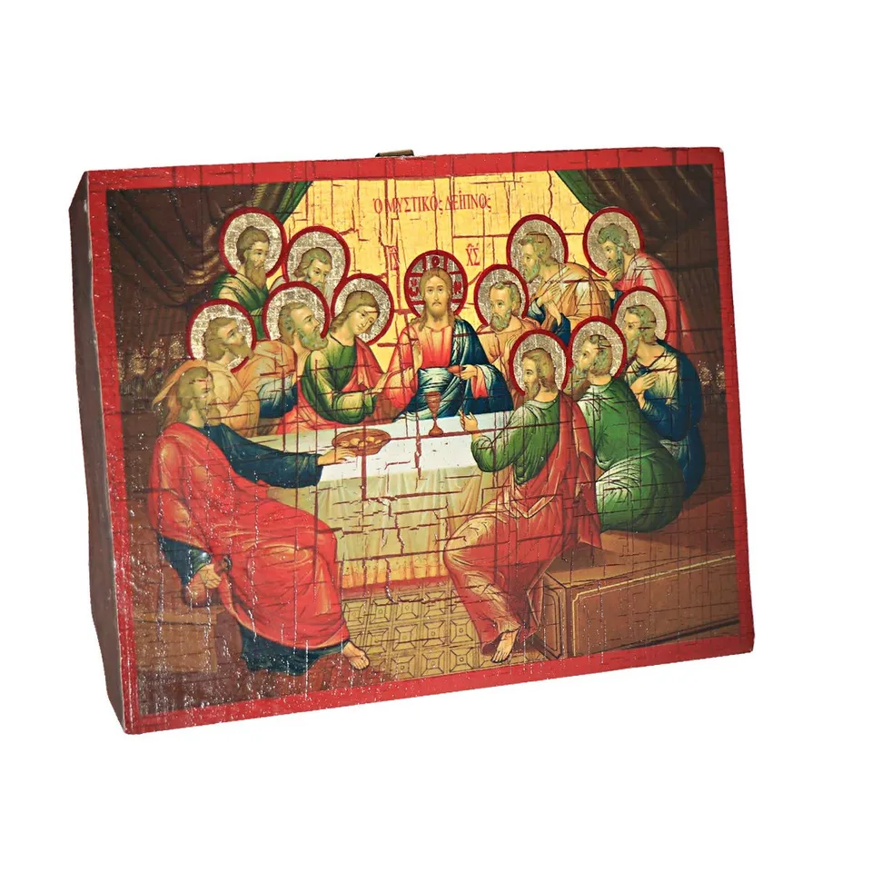 NKlaus RELIGIOUS ICONS Ikone Letztes Abendmahl Holz 16x12,5 cm