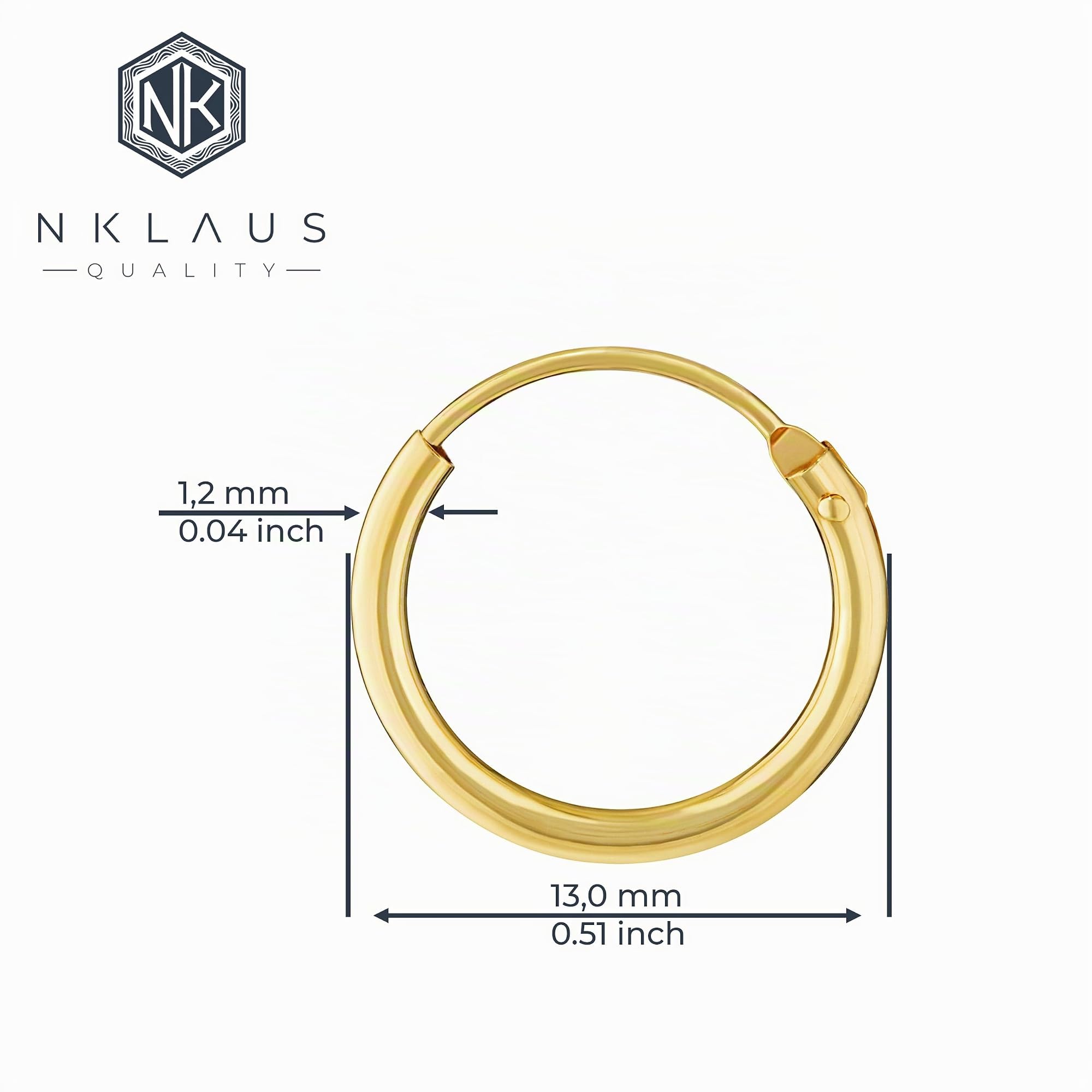 NKlaus Jewellery Creole Ohrring Gold 333 Herren Einzel