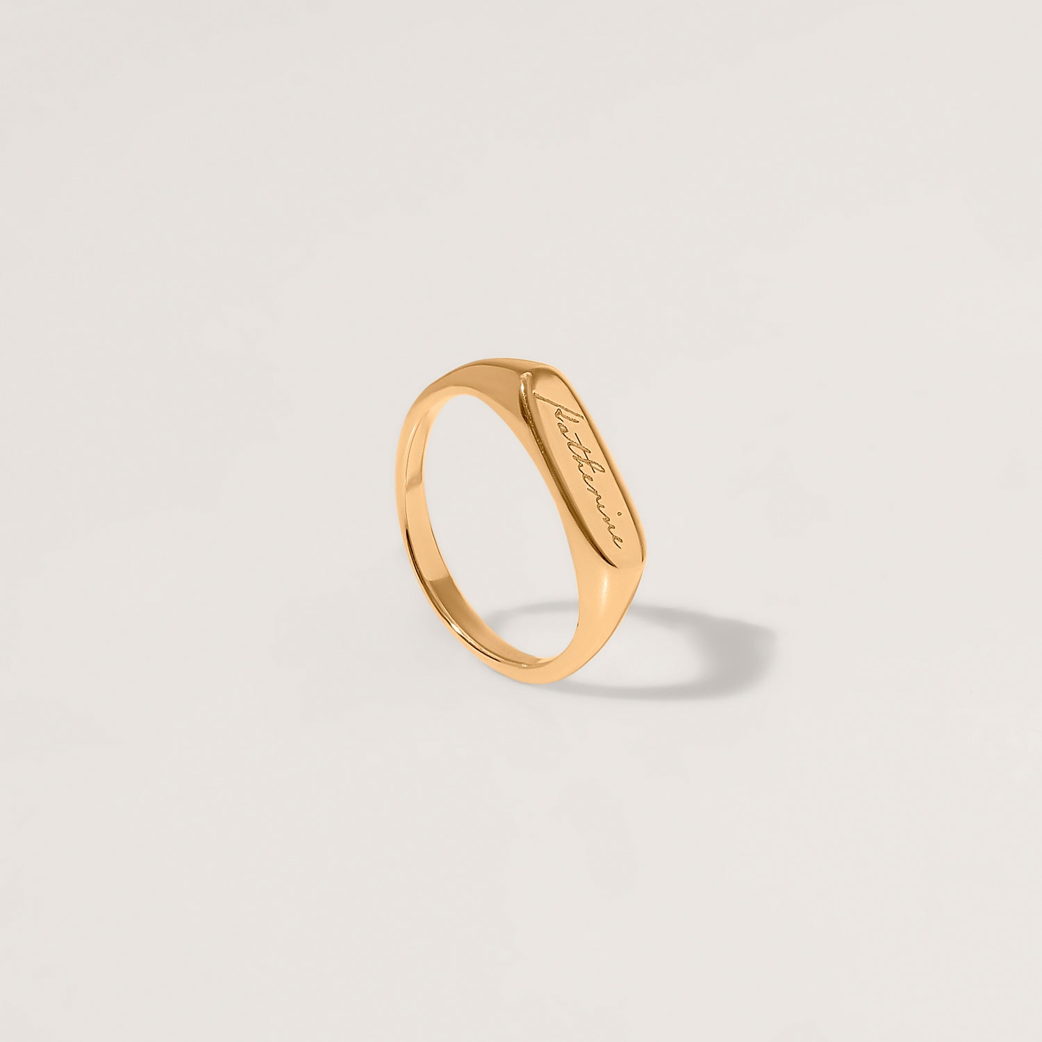 Stilnest Flat-Top Ring gravierbar Gold Vermeil Gr 54