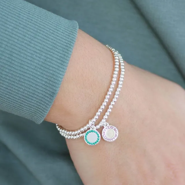 Joy by Corrine Smith Birthstone Disc Stretch Armband Silber