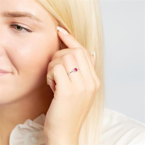 JEWLIX Ring 14K Weißgold mit 2 Diamanten und Rubin Gr.50