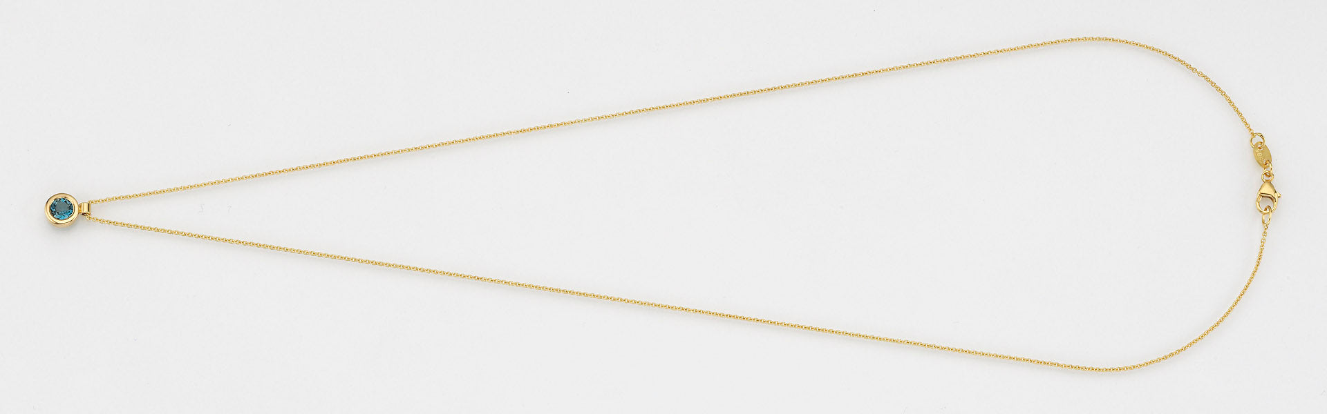 Eugen Rühle Anhänger Blautopas 4mm mit Ankerkette 585 Gold