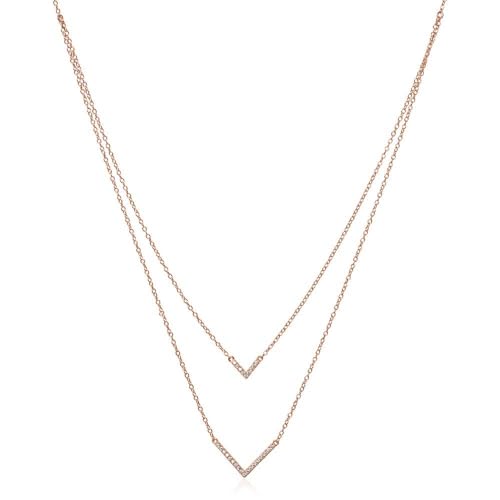 JEWLIX Layerkette V Halskette rosévergoldet Silber Zirkonia