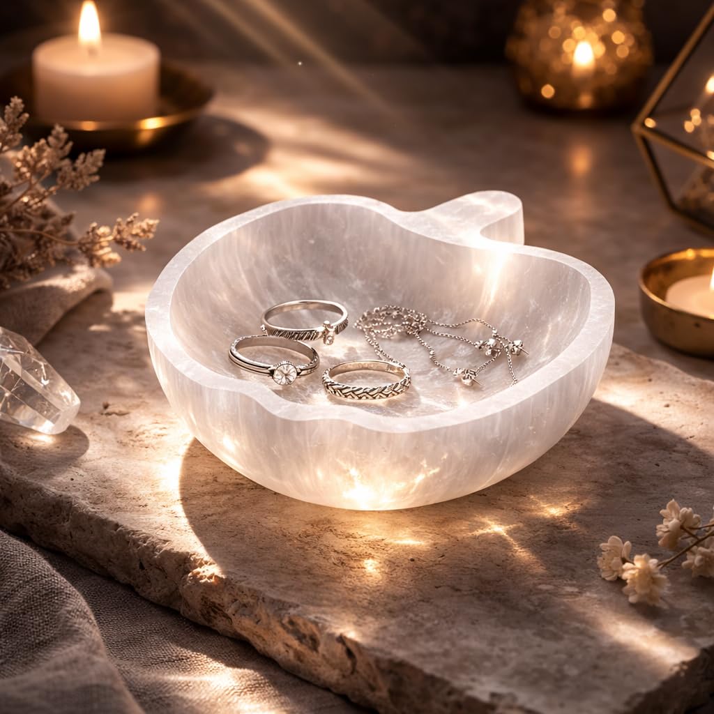 NKlaus Healing Crystals Selenit Schale Apfelform 12x13cm Energie