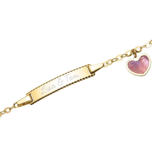 JEWLIX ID-Armbänder Armband Gold Herz Perlmutt 16 cm