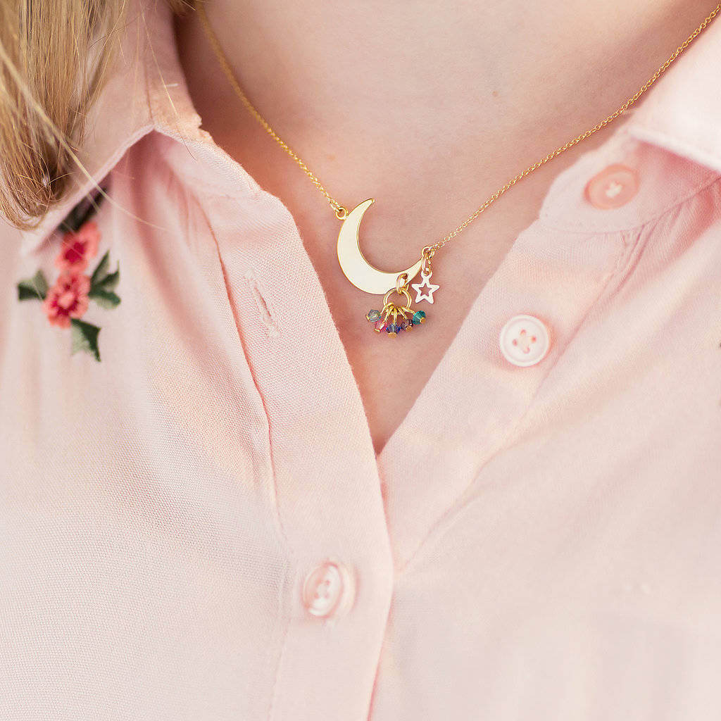 Joy by Corrine Smith Moon Star Halskette Gold Geburtsstein