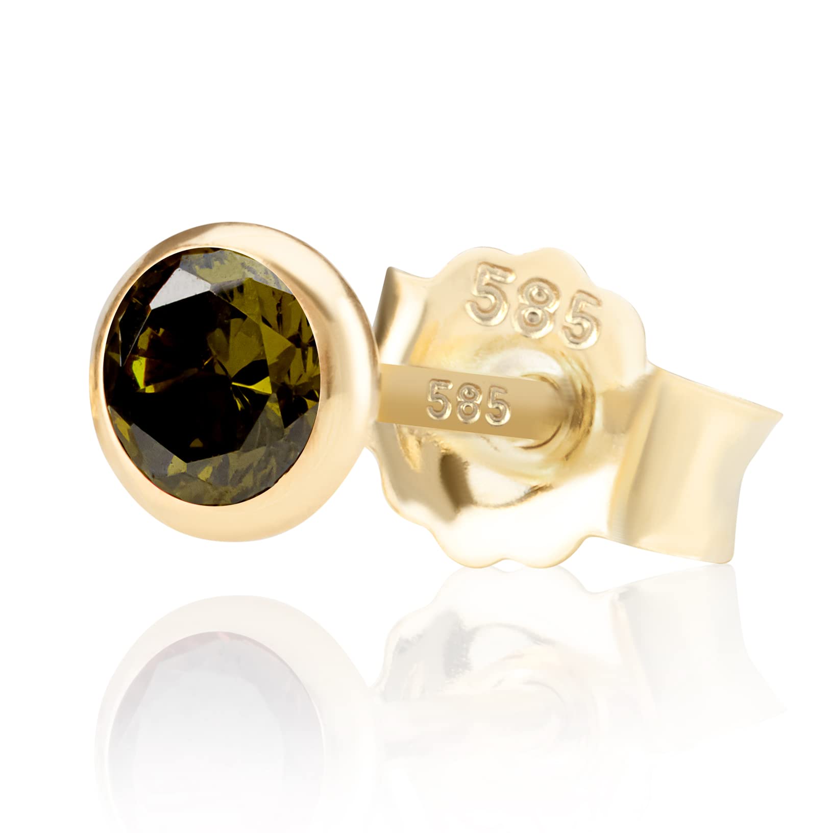 NKlaus Jewellery Zirkonia Ohrstecker 585 Gold Schwarz 5mm