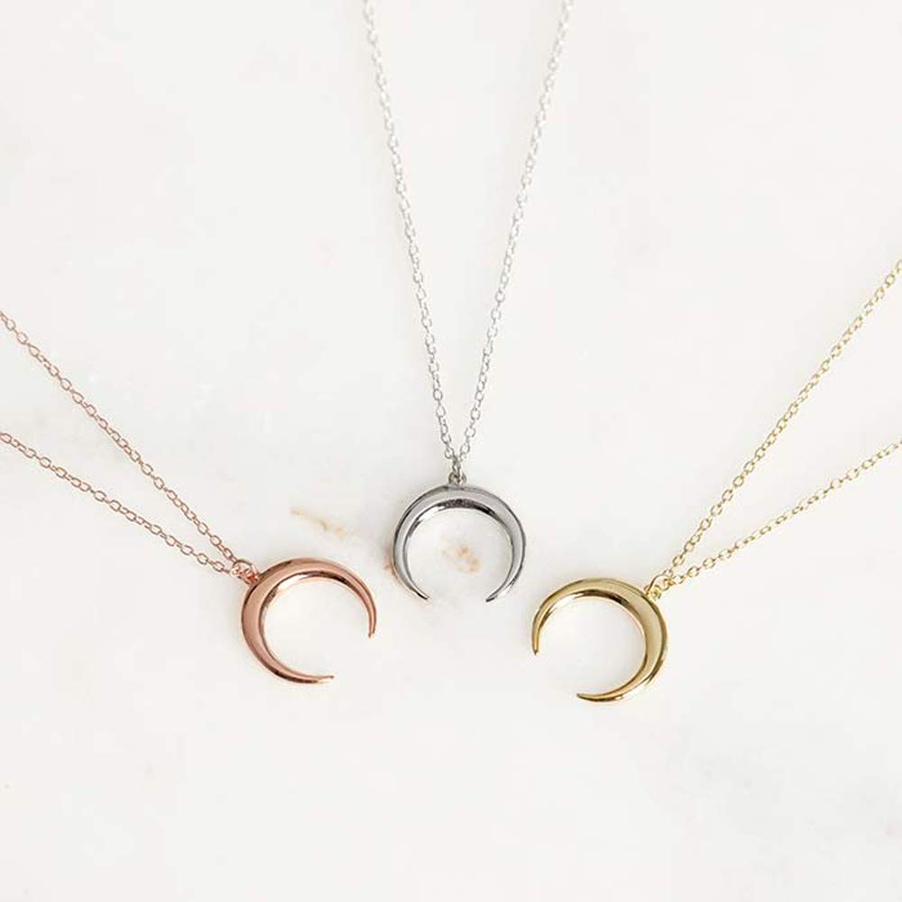 JEWLIX Halbmond Kette Sterlingsilber Gold Damenhalskette