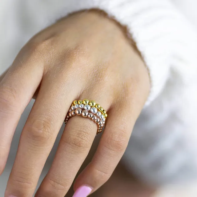 Joy by Corrine Smith Beaded Ring Gold Stapelring dehnbar