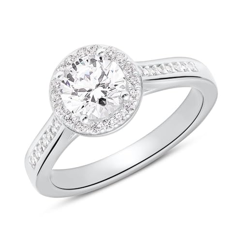 JEWLIX Verlobungsring Silber 925 Halo Zirkonia Gr. 58