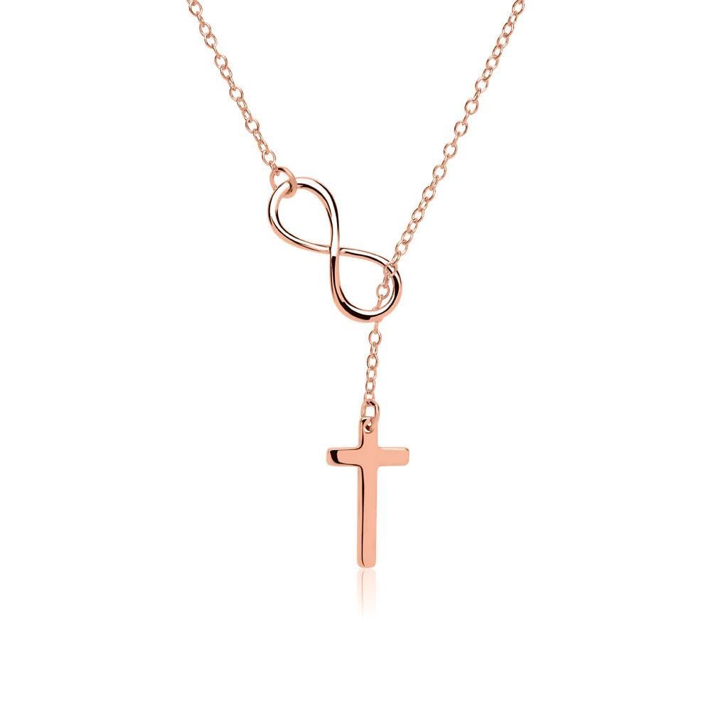 JEWLIX Ketten mit Anhänger Y-Kette Kreuz Infinity Roségold