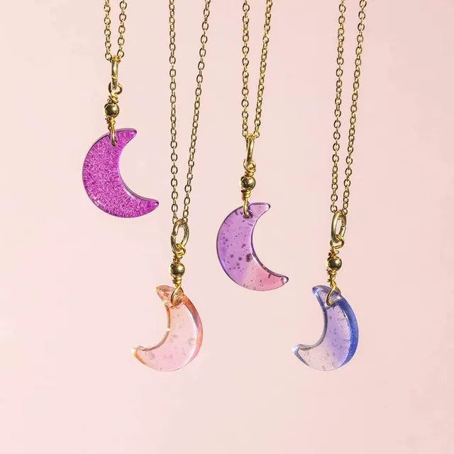 Joy Four in One Glass Moon Halskette Gold mit 4 Anhängern